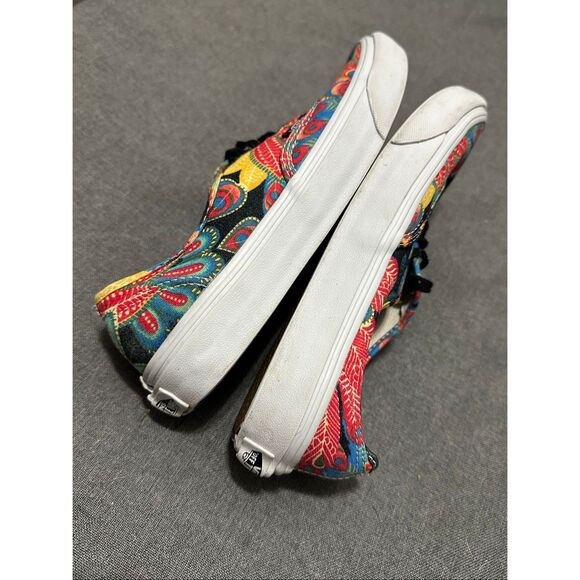 Vans Authentic Slim Peacock Print Red, Yellow, Blue Skate Casual Sneakers Women’ - Picture 2 of 9